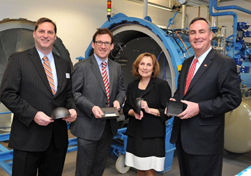 Belfast tour: Caption: Special Rep. Drew O’Brien, right, toured Belfast Metropolitan College with members of a delegation of US investors last month. Photo: Michael Cooper Photography